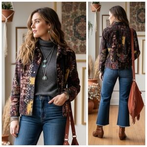 Bianca Nygard 8 Art To Wear Eclectic Bohemian Tapestry Patchwork Corduroy Shirt